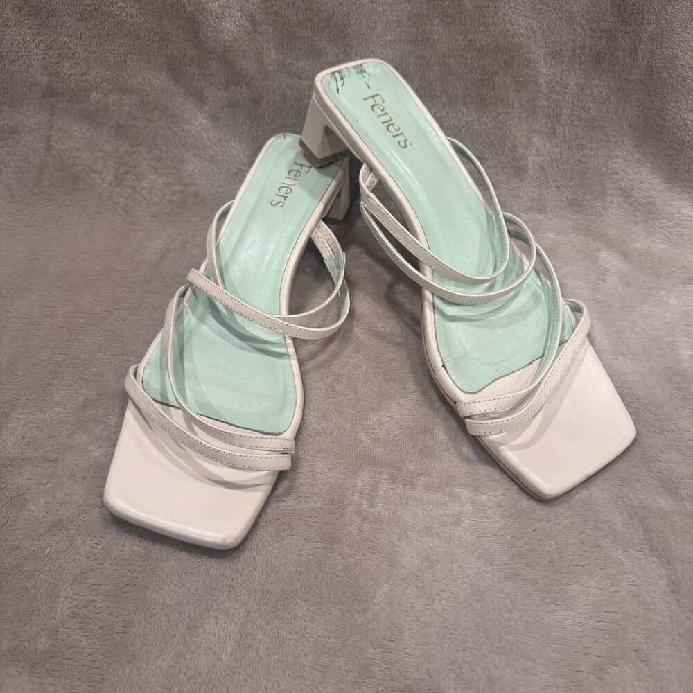 Feners Le Retro Cream Strappy Block Heel Sandals SIZE 41